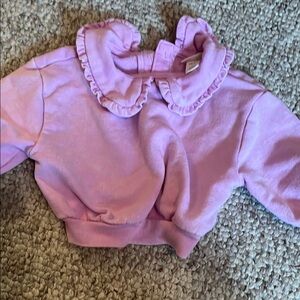 Pink Ruffled Collar Baby NB Sweatshirt